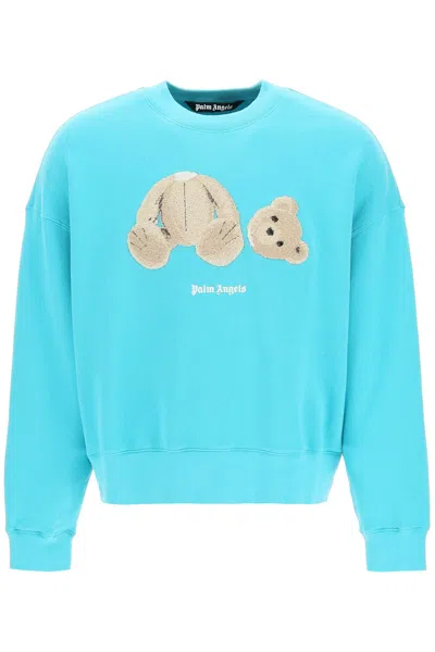 Shop Palm Angels Teddy Bear Sweatshirt In Blue