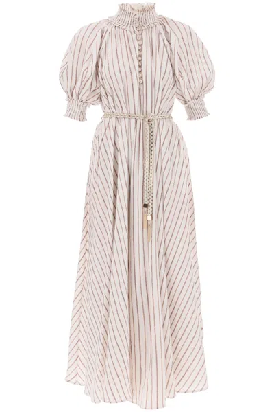 Shop Zimmermann Devi Swing Striped Maxi Dress In White