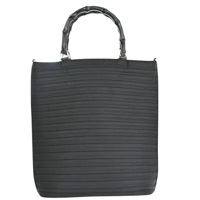 Shop Gucci Bamboo Black Synthetic Tote Bag ()