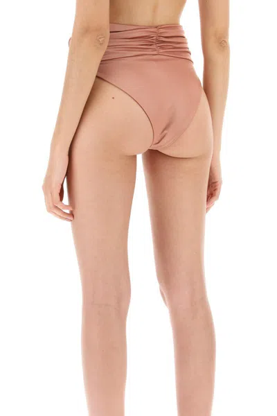 Shop Magda Butrym High-waisted Bikini Briefs With Flower Clip In Metallico