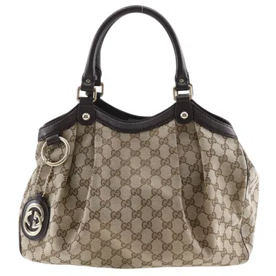 Shop Gucci Sukey Brown Canvas Tote Bag ()
