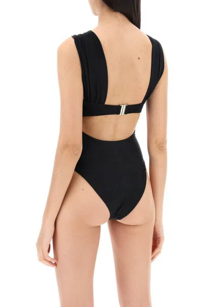 Shop Self-portrait One-piece Swimsuit With Cut-out And In Nero