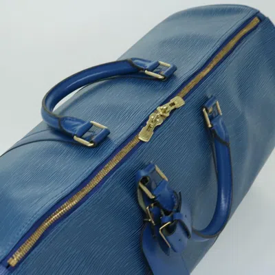 Pre-owned Louis Vuitton Keepall 50 Blue Leather Travel Bag ()