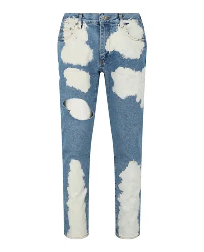 Shop Off-white Meteor Cut-out Skinny Fit Jeans In Blue