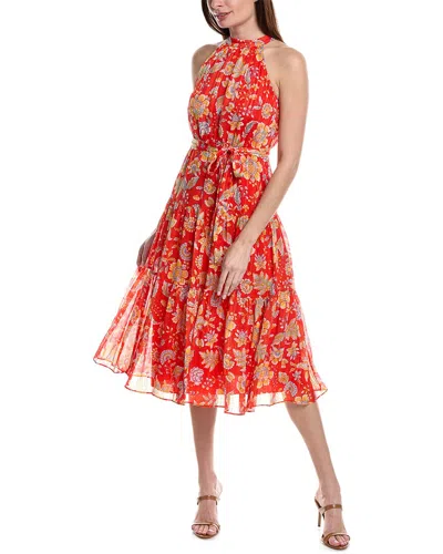 Shop Nanette Lepore Yin Shadow Stripe Midi Dress In Red