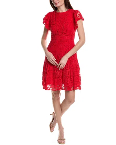 Shop Nanette Lepore Valentina Re-embroidered Mini Dress In Red