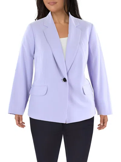 Shop Le Suit Plus Womens Suit Separate Office One-button Blazer In Blue