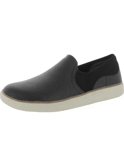 Shop Dr. Scholl's Shoes Seeing Stars Womens Faux Leather Flat Slip-on Sneakers In Black