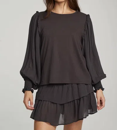 Chaser Clyde Licorice Blouse In Black In Black