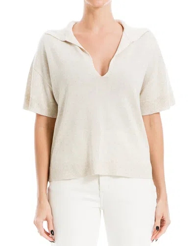 Shop Max Studio Collared Linen-blend Top In White