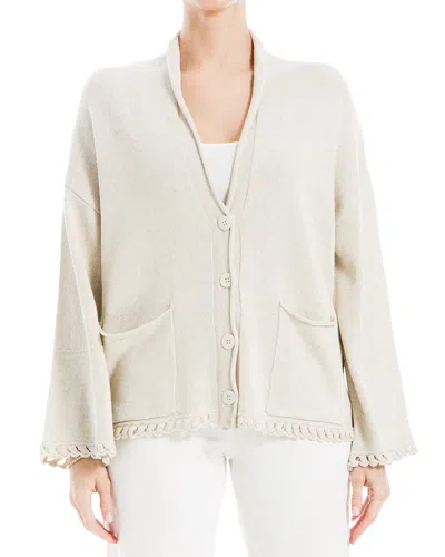 Shop Max Studio Cropped Linen-blend Cardigan In White