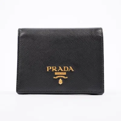 Shop Prada Compact Wallet Saffiano Leather In Black