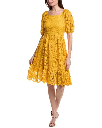 Shop Nanette Lepore Valentina Re-embroidered Mini Dress In Yellow