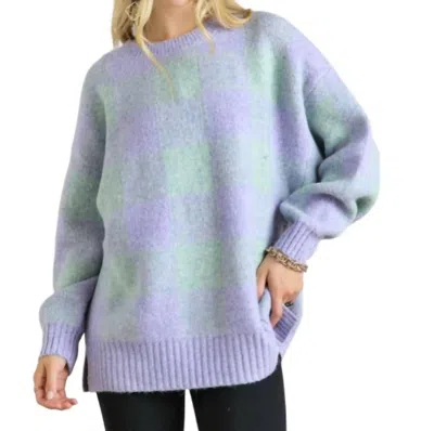 Shop Adora Check Tunic Sweater In Blue