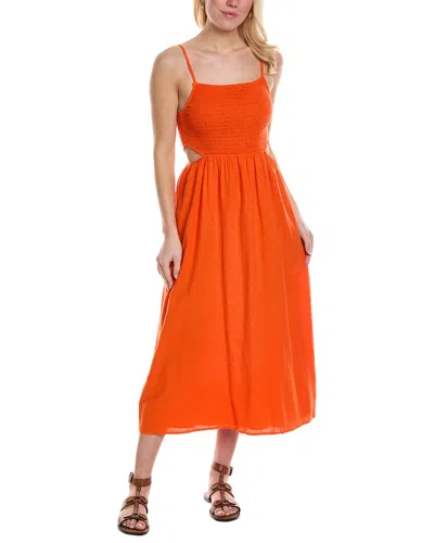 Shop Saltwater Luxe Tank Linen-blend Midi Dress In Orange