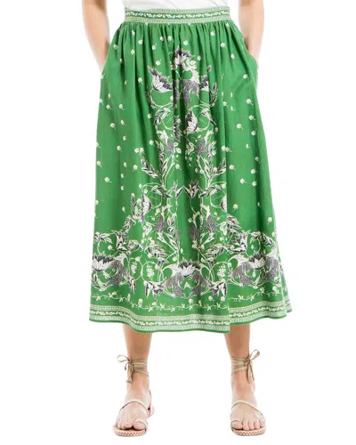 Shop Max Studio Linen-blend Maxi Skirt In Green
