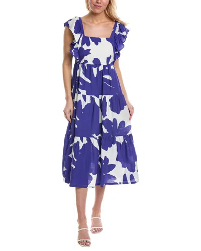 Shop Crosby By Mollie Burch Eloise Tie Linen-blend Midi Dress In Blue