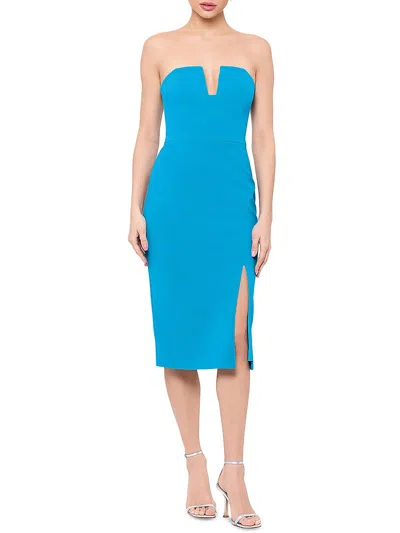 Shop Aqua Womens Slit Midi Sheath Dress In Blue