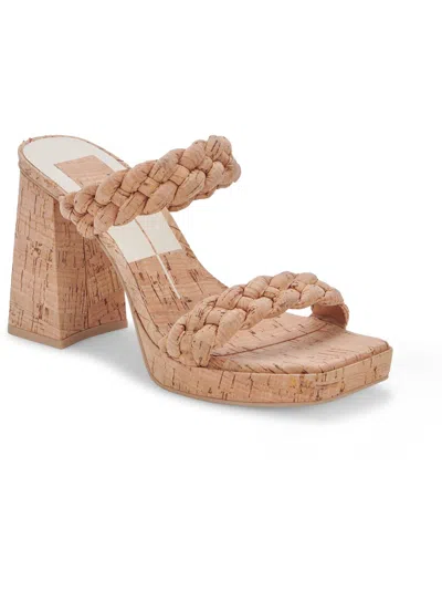 Dolce Vita Ashby Womens Faux Leather Open Toe Platform Sandals In Beige