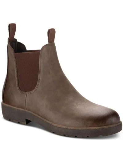 Shop Sun + Stone Hawkes Mens Faux Leather Comfort Chelsea Boots In Brown