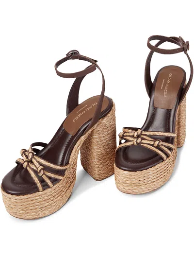 Shop Paloma Barceló Melha Womens Satin Slip-on Platform Sandals In Brown