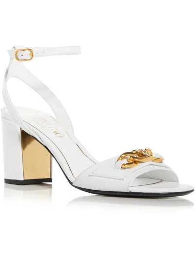 Shop Valentino Womens Leather Chain Slingback Sandals In White