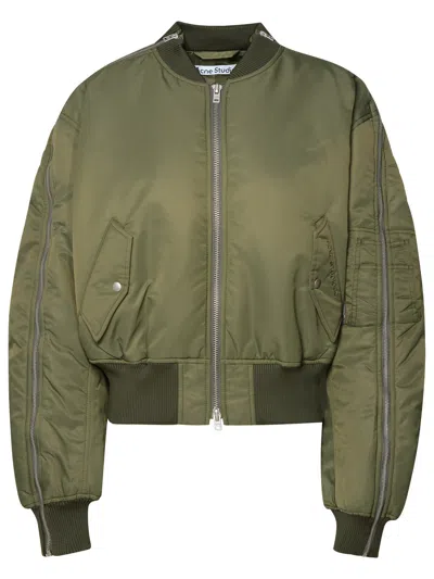 Shop Acne Studios Woman  Bomber Jacket In Green Nylon