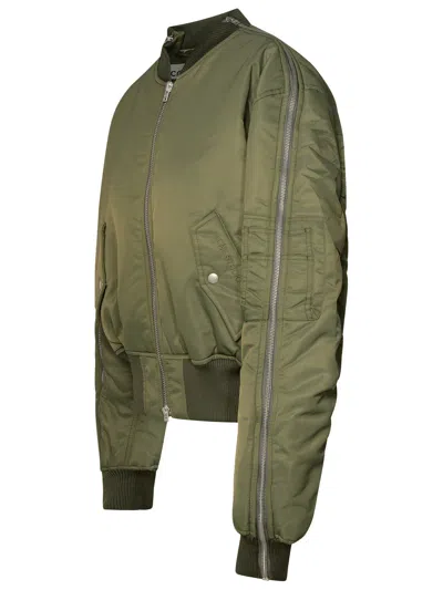 Shop Acne Studios Woman  Green Nylon Bomber Jacket