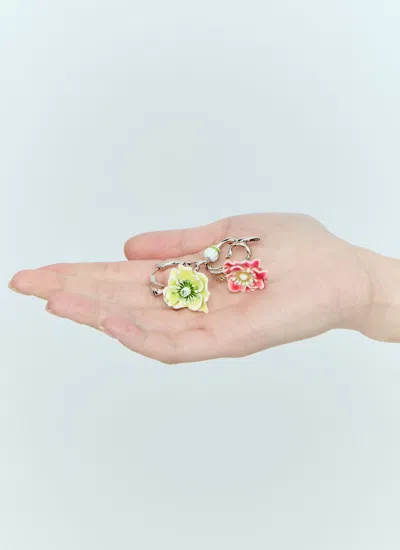 Shop Acne Studios Women Flower Earrings In Silver