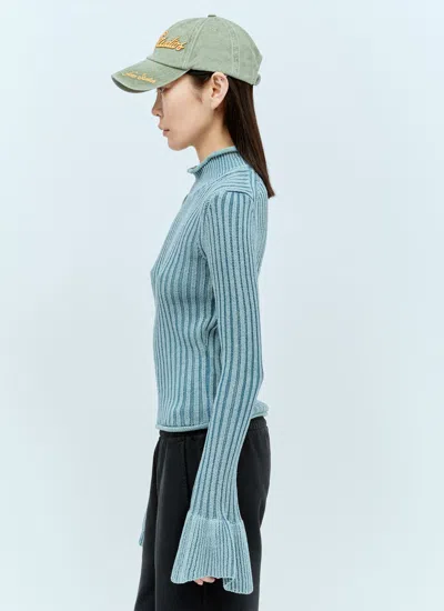 Shop Acne Studios Women Ruffled Sleeves Sweater In Blue