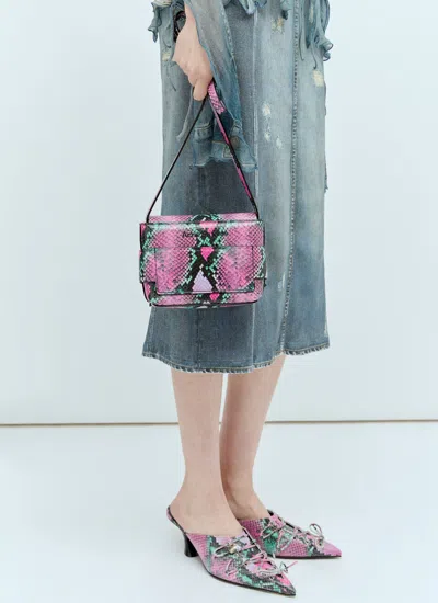 Shop Acne Studios Women Snake Embossed Shoulder Bag In Pink
