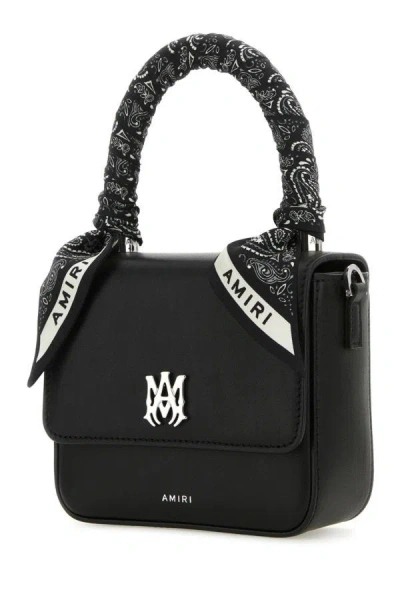 Shop Amiri Woman Black Nappa Leather Micro Bandana Handbag
