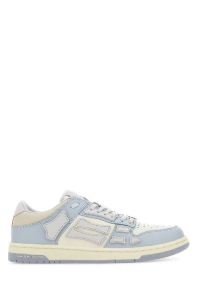 Shop Amiri Woman Two-tone Leather Skel Sneakers In Multicolor