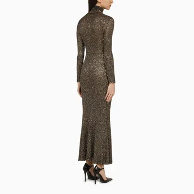 Shop Balenciaga Brown And Gold Dress With Sequins Women