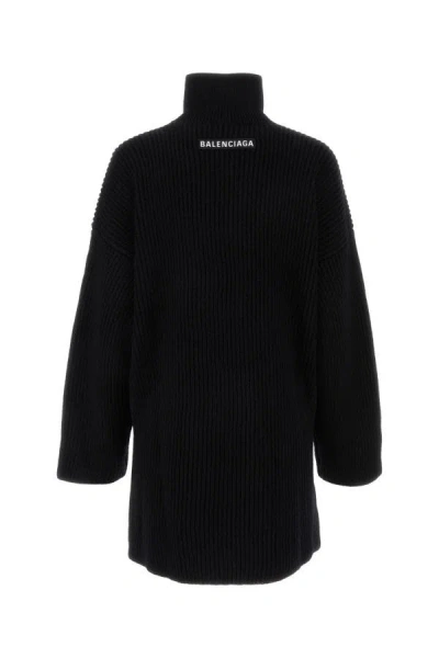 Shop Balenciaga Woman Black Wool Oversize Sweater