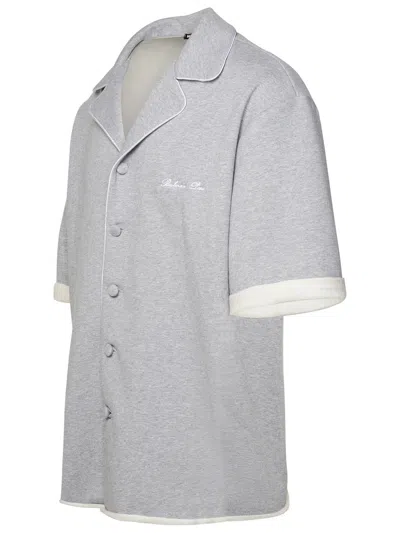 Shop Balmain Man  Cotton Shirt In Gray