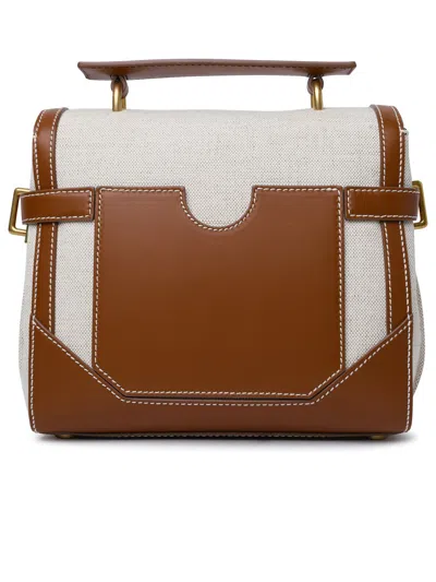 Shop Balmain Woman  'b-buzz 23' Brown Leather And Fabric Bag