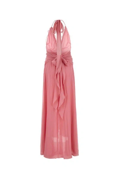Shop Blumarine Woman Pink Georgette Long Dress