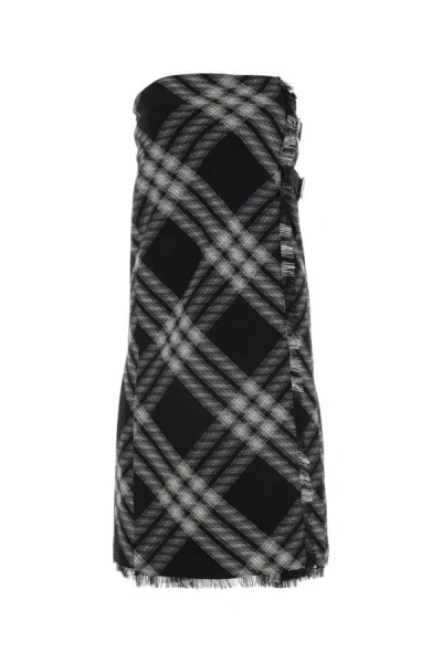Shop Burberry Woman Embroidered Wool Dress In Multicolor