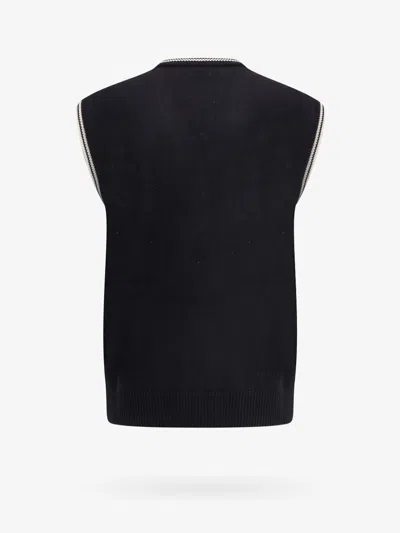 Shop Celine Man Vest Man Black Knitwear