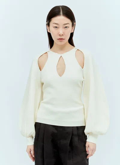 Shop Chloé Women Cut-out Wool-blend Sweater In Cream