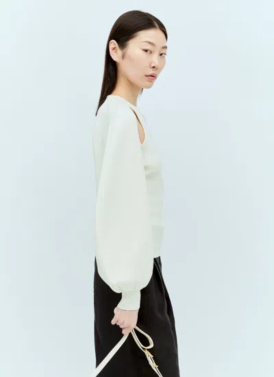Shop Chloé Women Cut-out Wool-blend Sweater In Cream