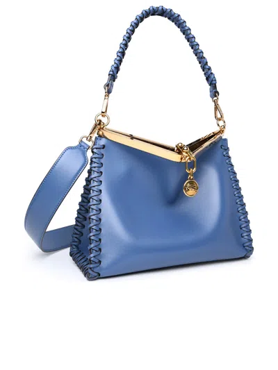 Shop Etro Woman  Small 'vela' Blue Leather Bag