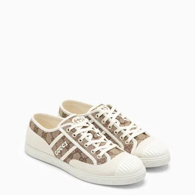 Shop Gucci Beige And Ebony Gg Fabric Low Trainer Women In Cream