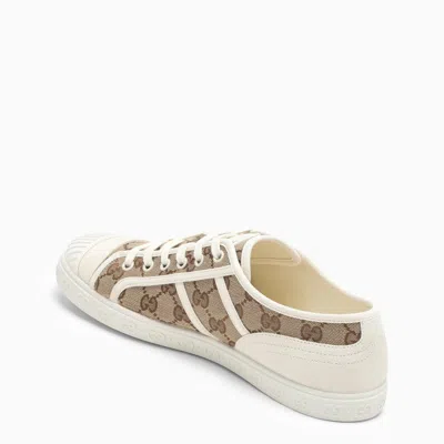 Shop Gucci Beige And Ebony Gg Fabric Low Trainer Women In Cream