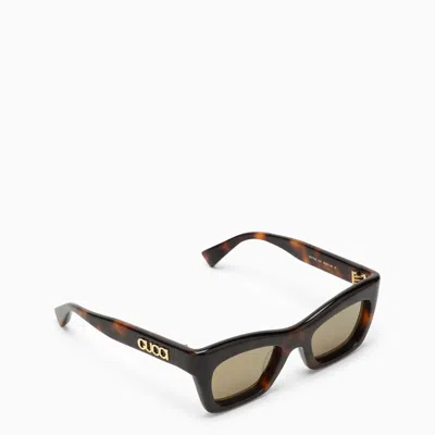 Gucci Tortoiseshell Rectangular Acetate Sunglasses Women In Cream