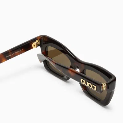 Gucci Tortoiseshell Rectangular Acetate Sunglasses Women In Cream