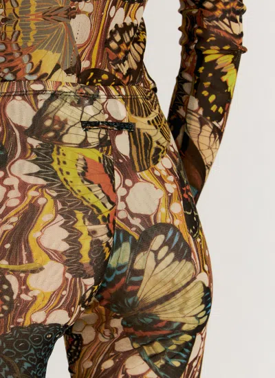 Shop Jean Paul Gaultier Women Butterfly Mesh Pants In Orange