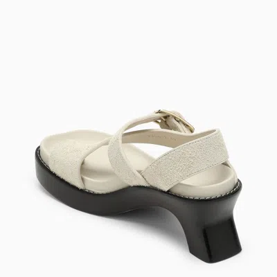 Shop Loewe Ease Heel Slide Ivory Suede Women In White