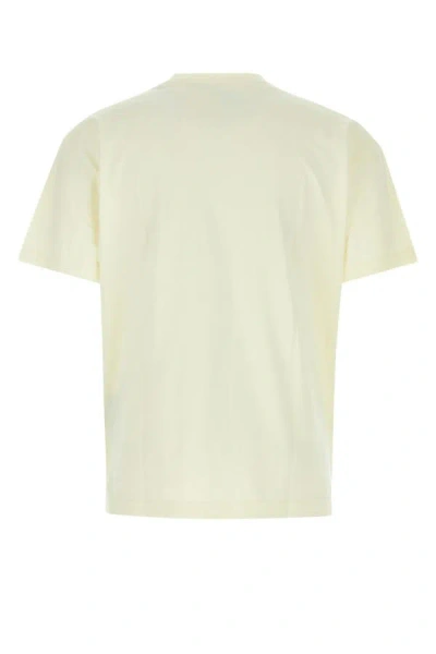 Shop Palm Angels Man Cream Cotton T-shirt In Yellow